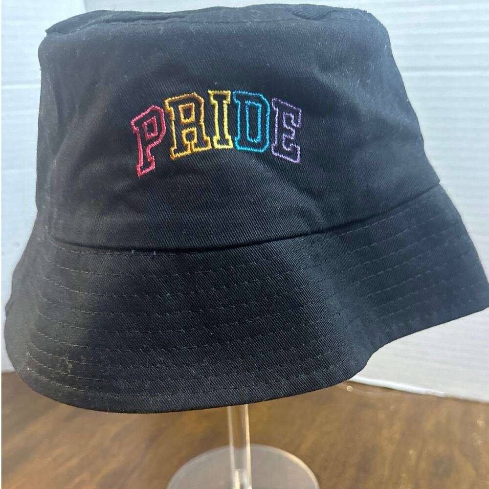 Rainbow Embroidery Gay Pride LGBTQ+ Apparel Pride Black Bucket Hat One Size